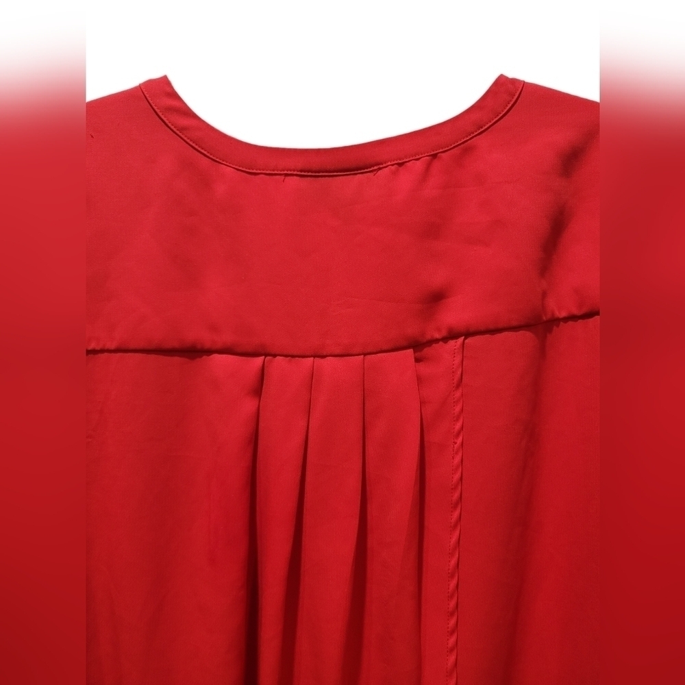 Lane Bryant 1X Red Long Sleeve Open Back Blouse - Picture 6 of 9